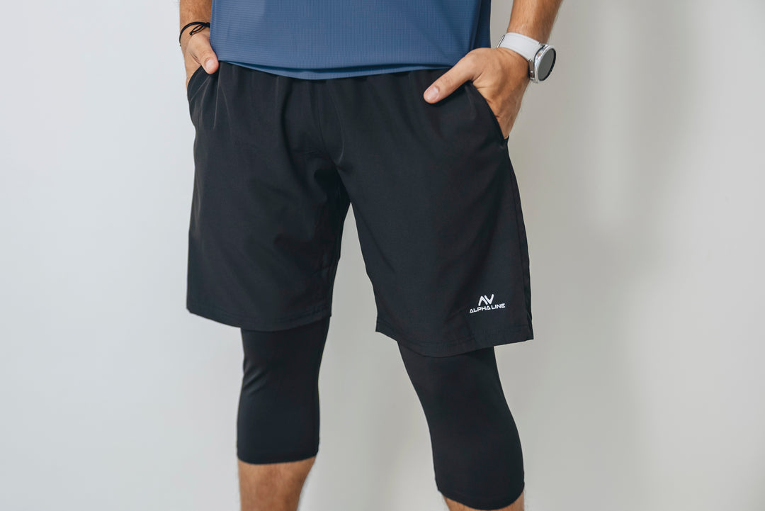 Double Trouble Performance Shorts in Jet Black