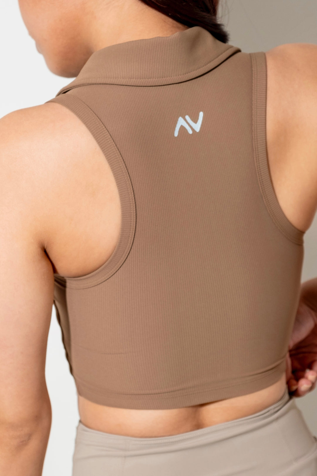 Contour Zip-Front Sports Support Bra in Maple Brown