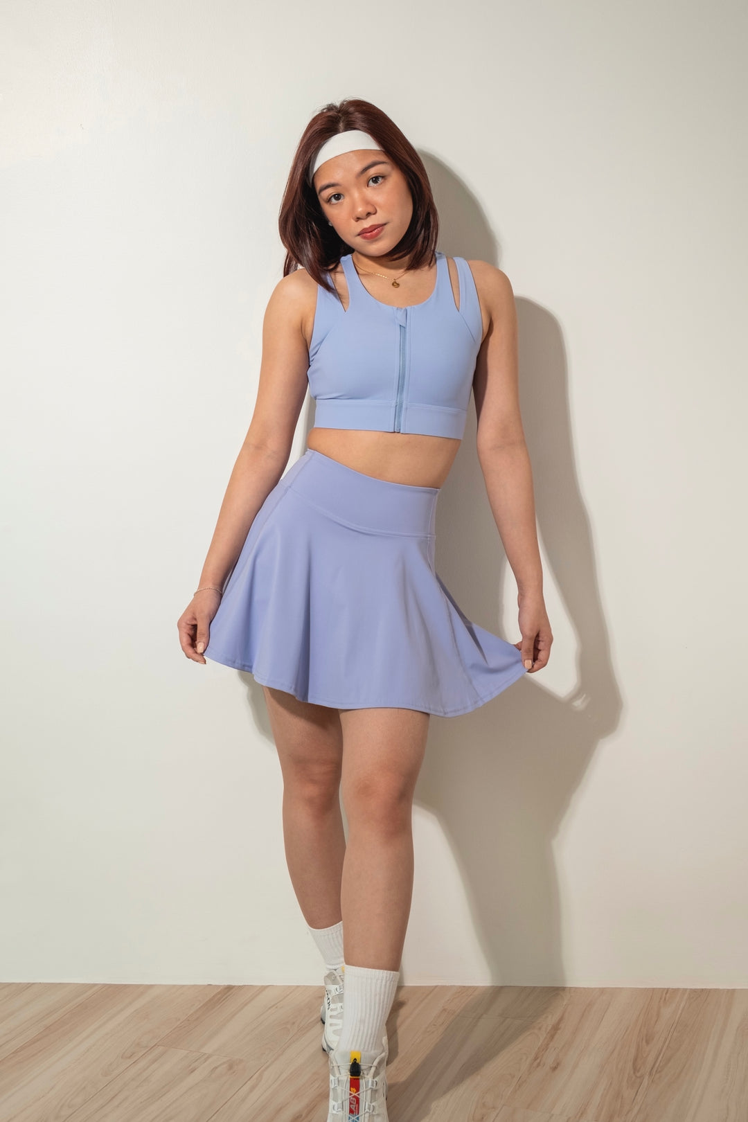 Flowy Pleated Court Skirt with Shorts in True Perwinkle