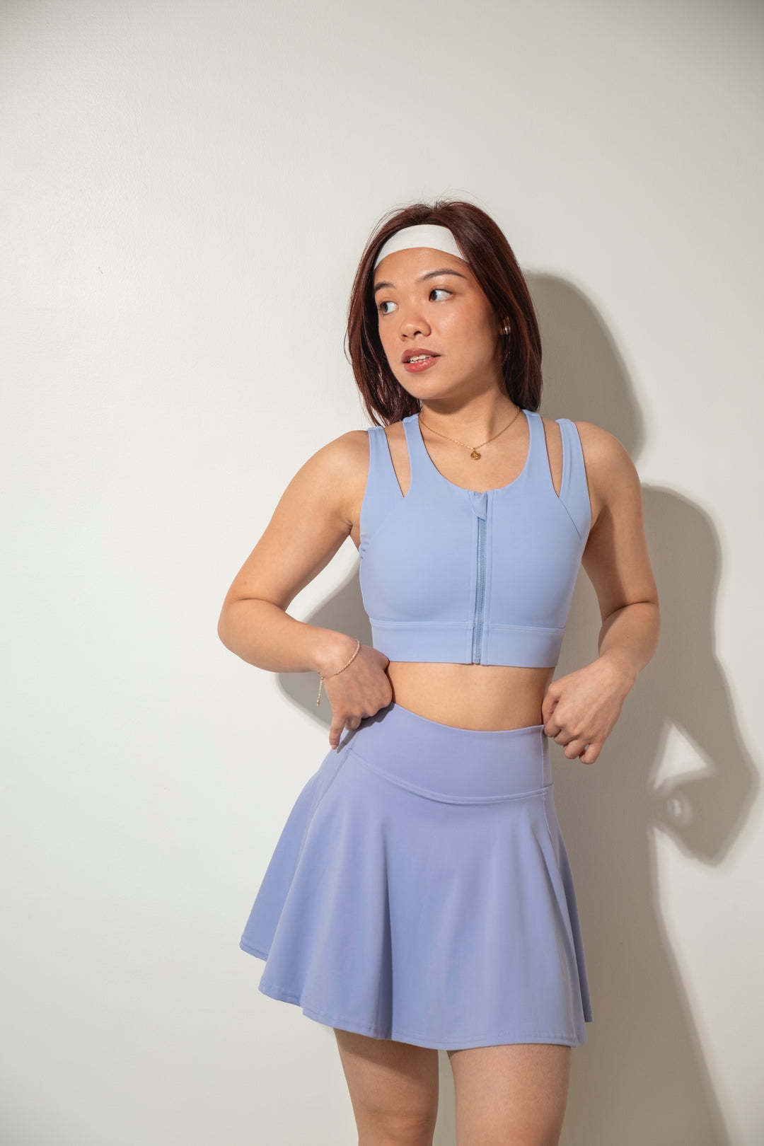 Seamless Zip-Front Sports Bra in Lilac Blush