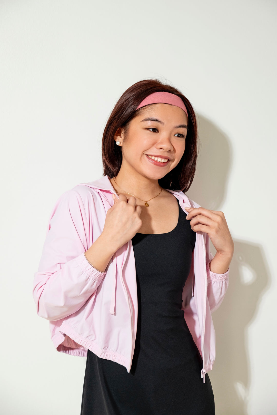 Stretch-Knit Loose-fit Sporty Jacket in Taffy Pink