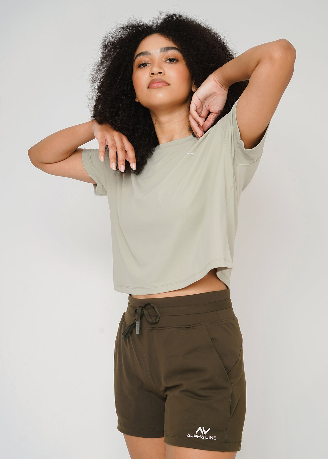 Quick-dry Crop Tee in Tea Green