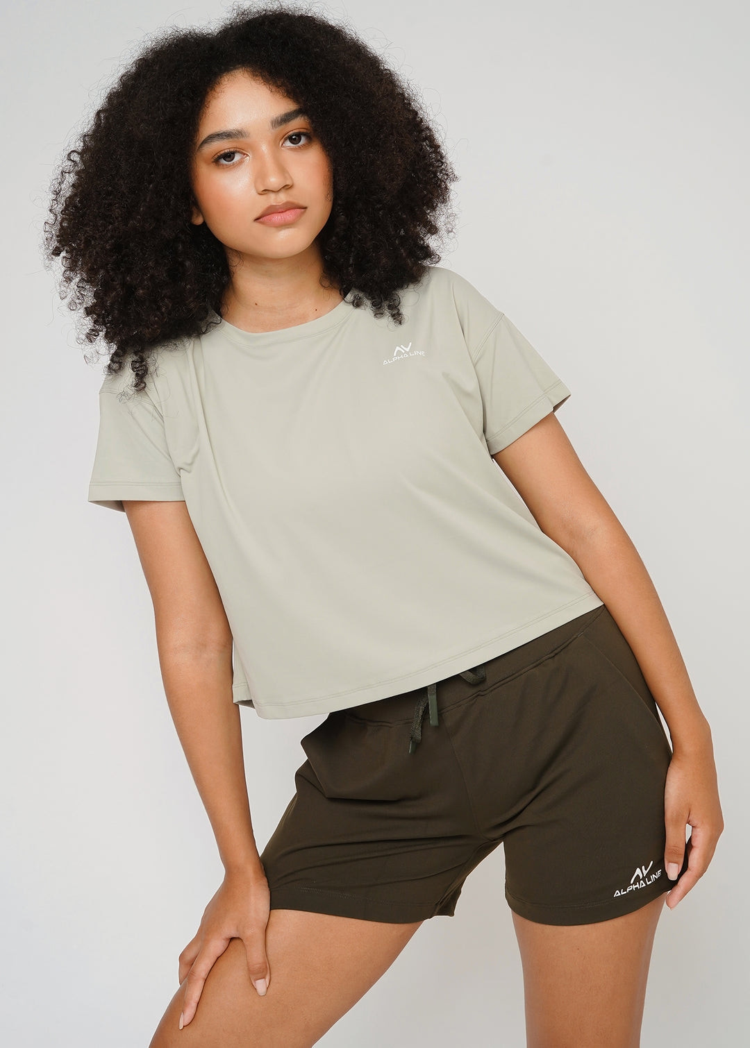 Quick-dry Crop Tee in Tea Green