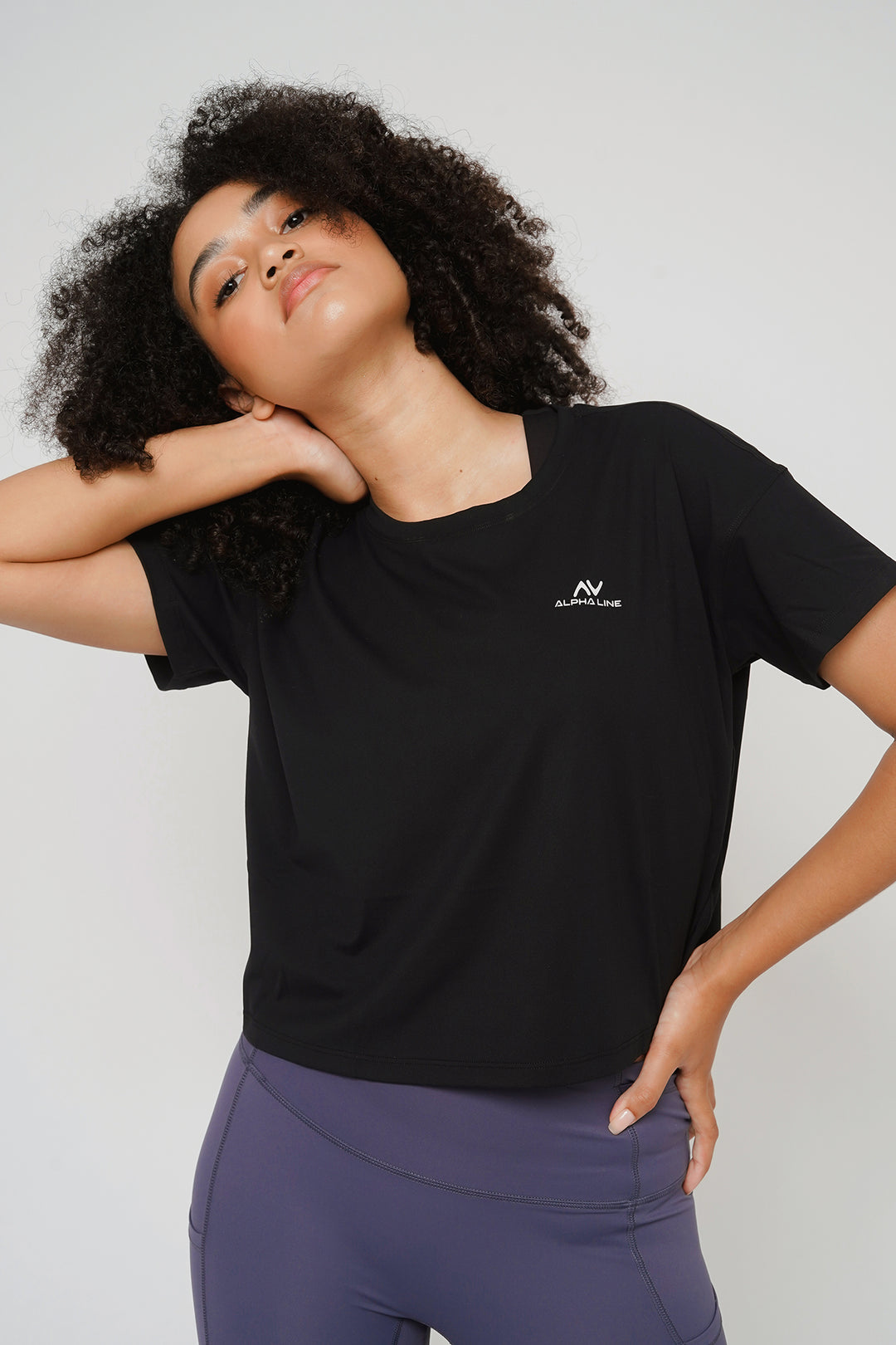 Quick-dry Crop Tee in Crow Black