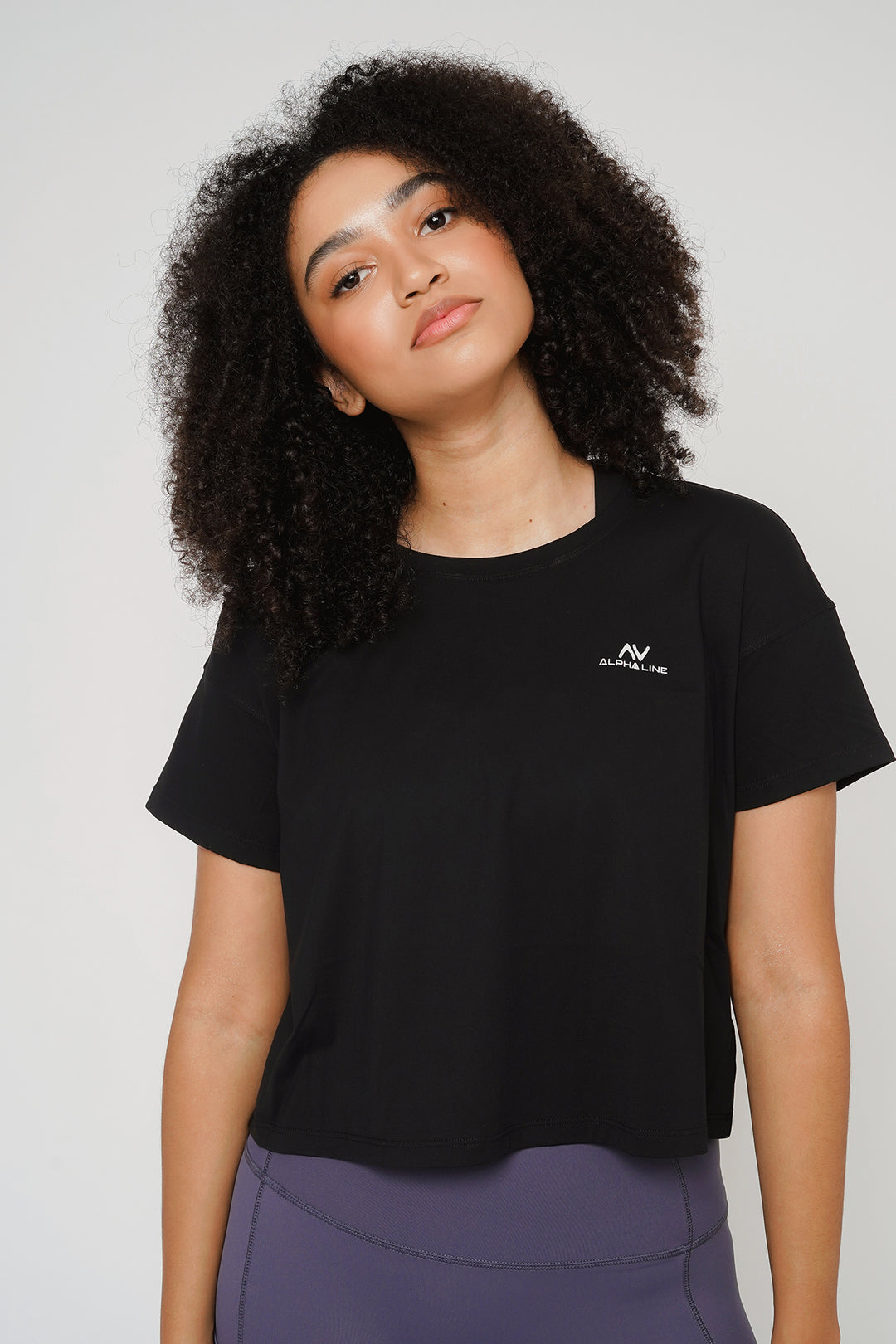 Quick-dry Crop Tee in Crow Black